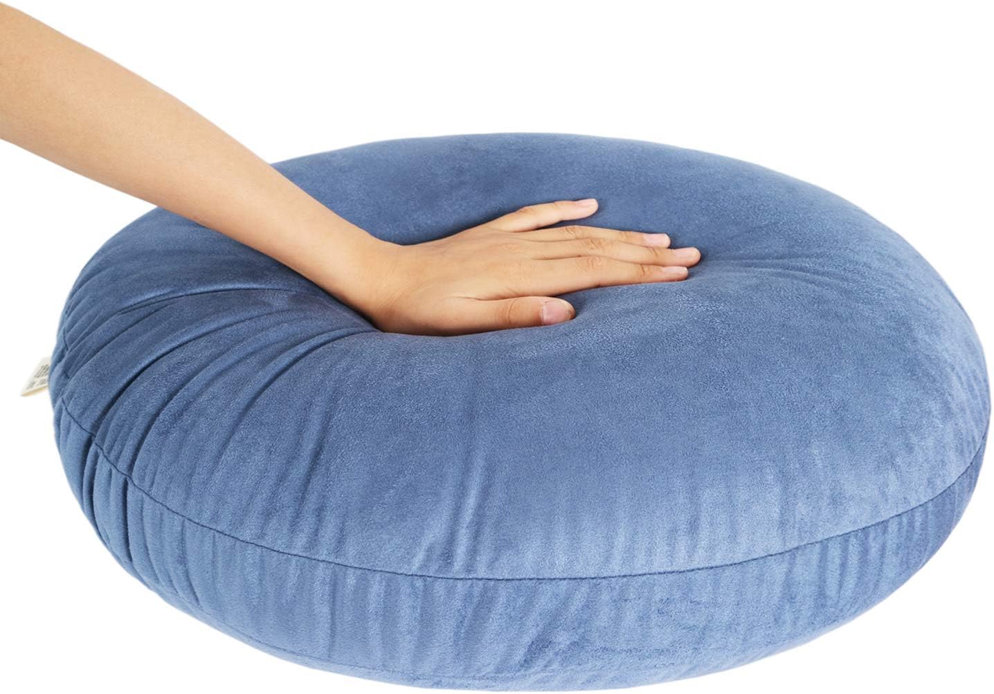 Hodeco Round Throw Pillow 18x18 Navy Blue