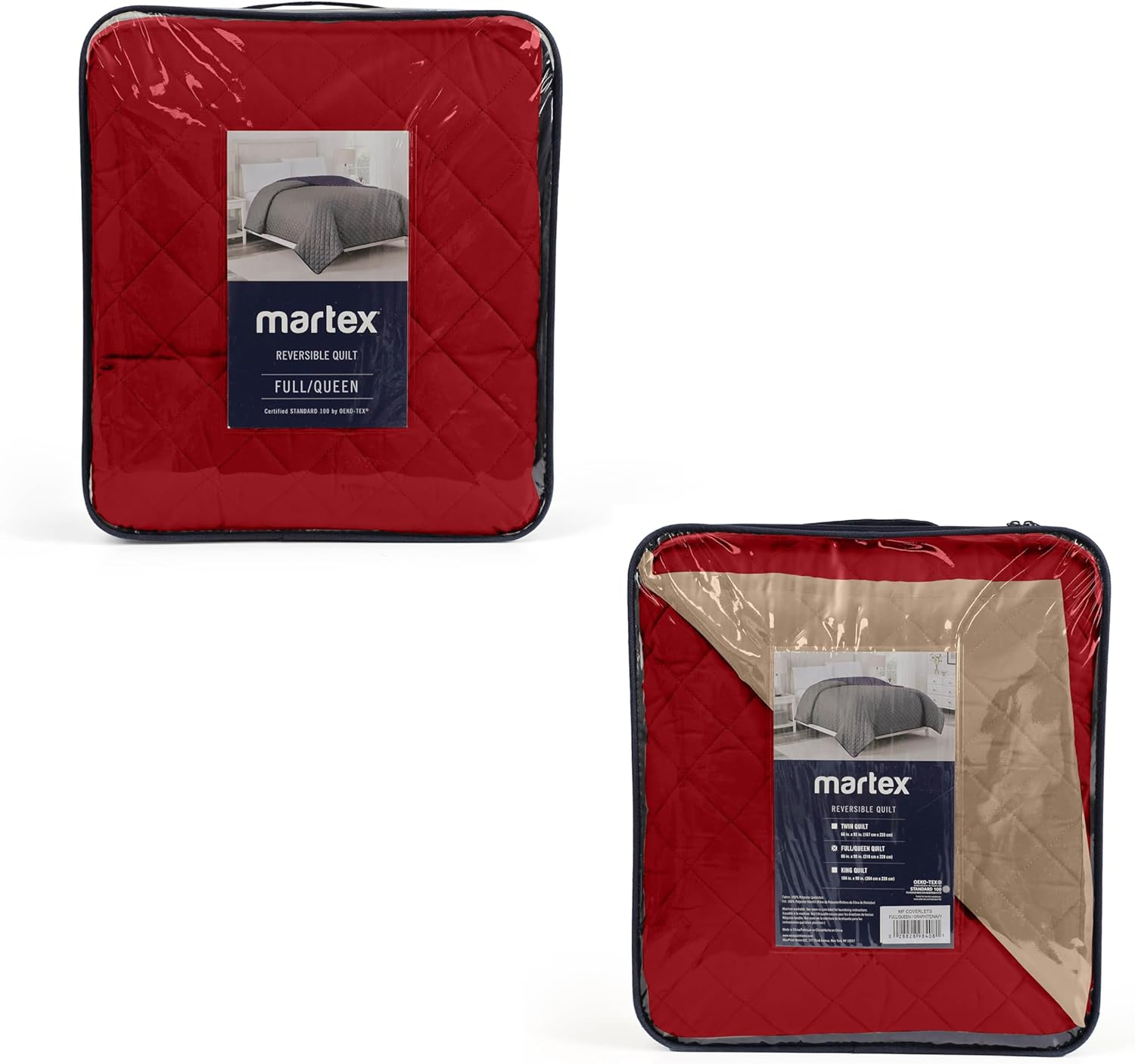 Martex Reversible Coverlet Full Queen Bedding KhakiRed