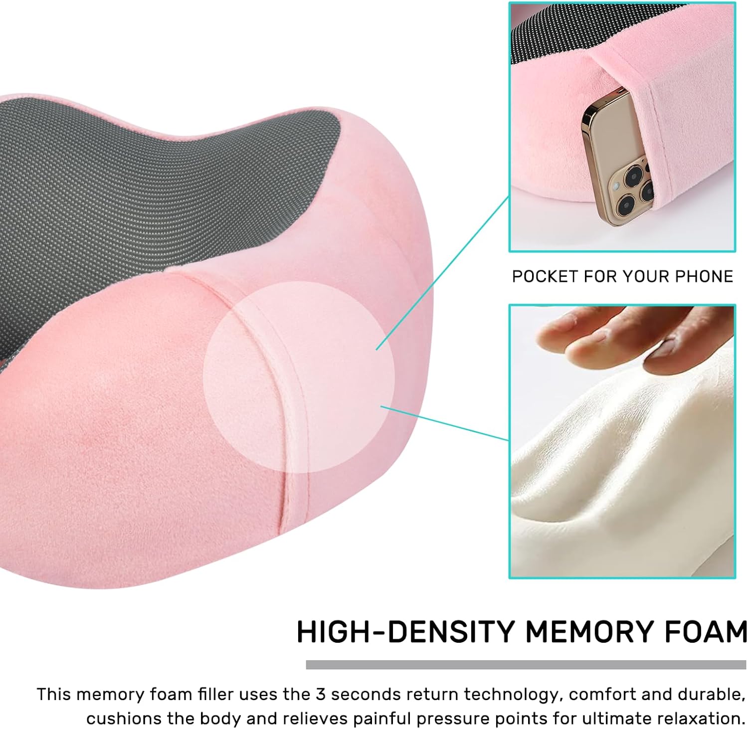urnexttour 2 Pack Travel Neck Pillow with Memory Foam Support