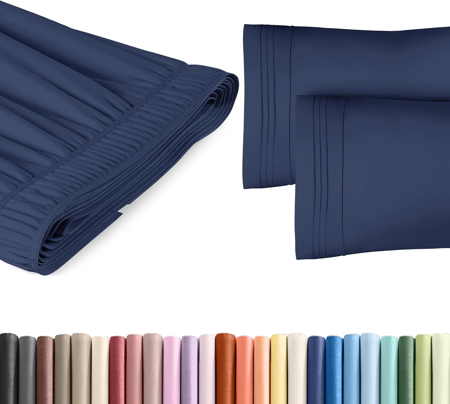 CGK Unlimited Wrap Around Dust Ruffle Bed Skirt Set - Navy Blue