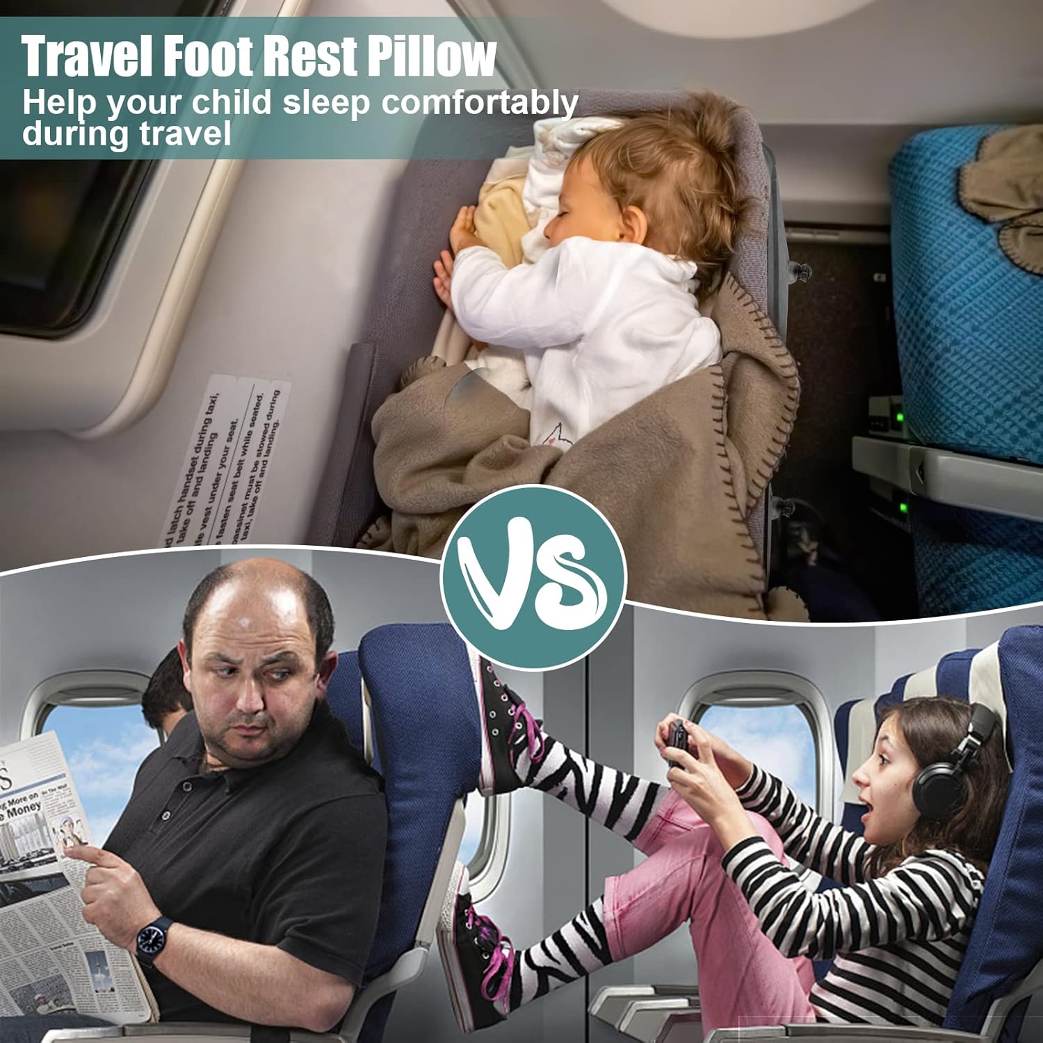 Eschen Inflatable Travel Foot Rest Pillow 2PK Grey