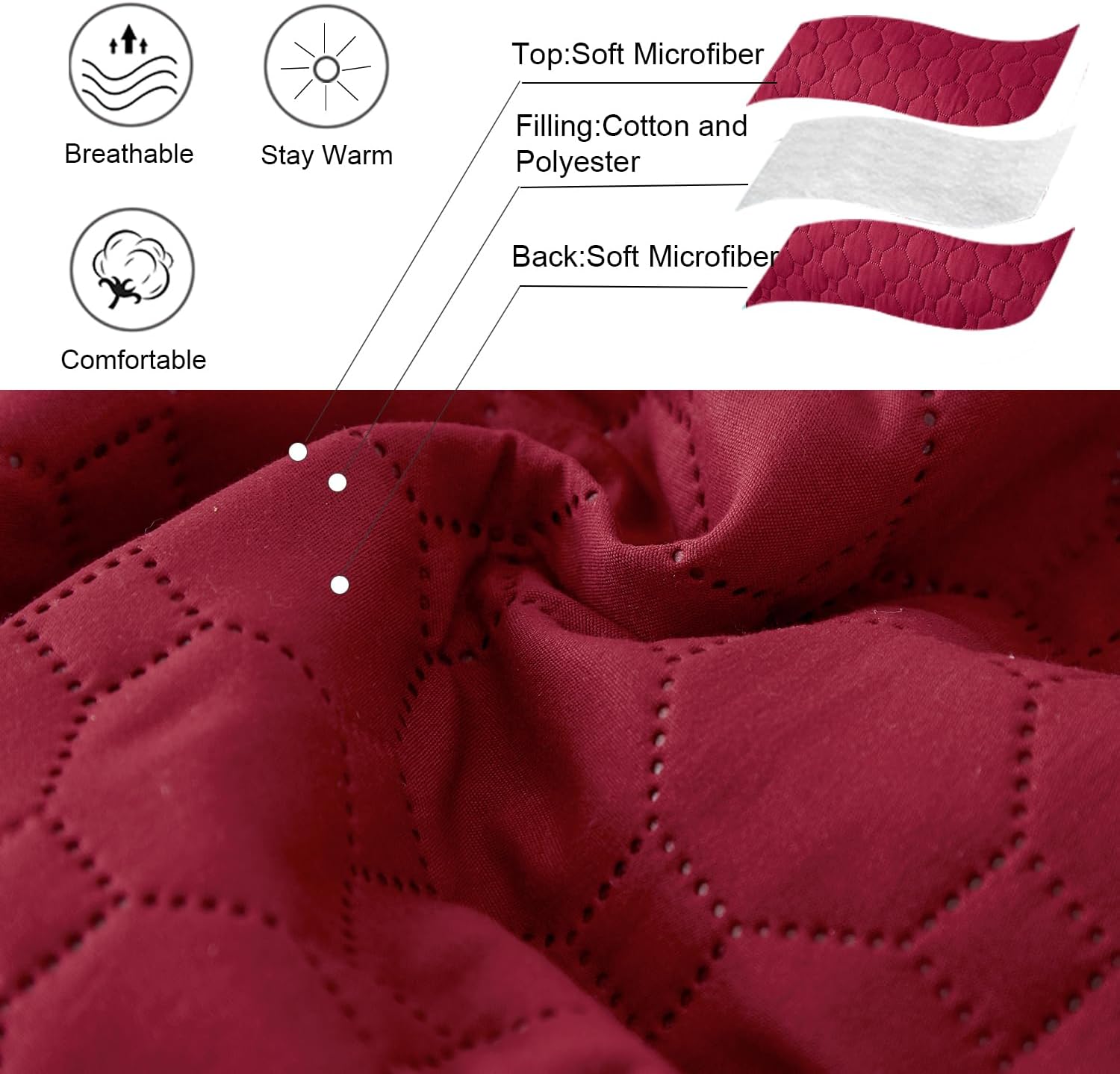 Hailea 3-Piece Burgundy Daybed Cover Set Twin Size