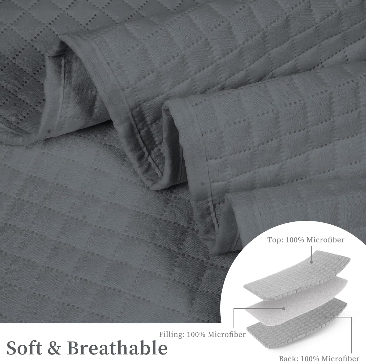HollyHOME Luxury Checkered Bed Quilt Bedspread FullQueen