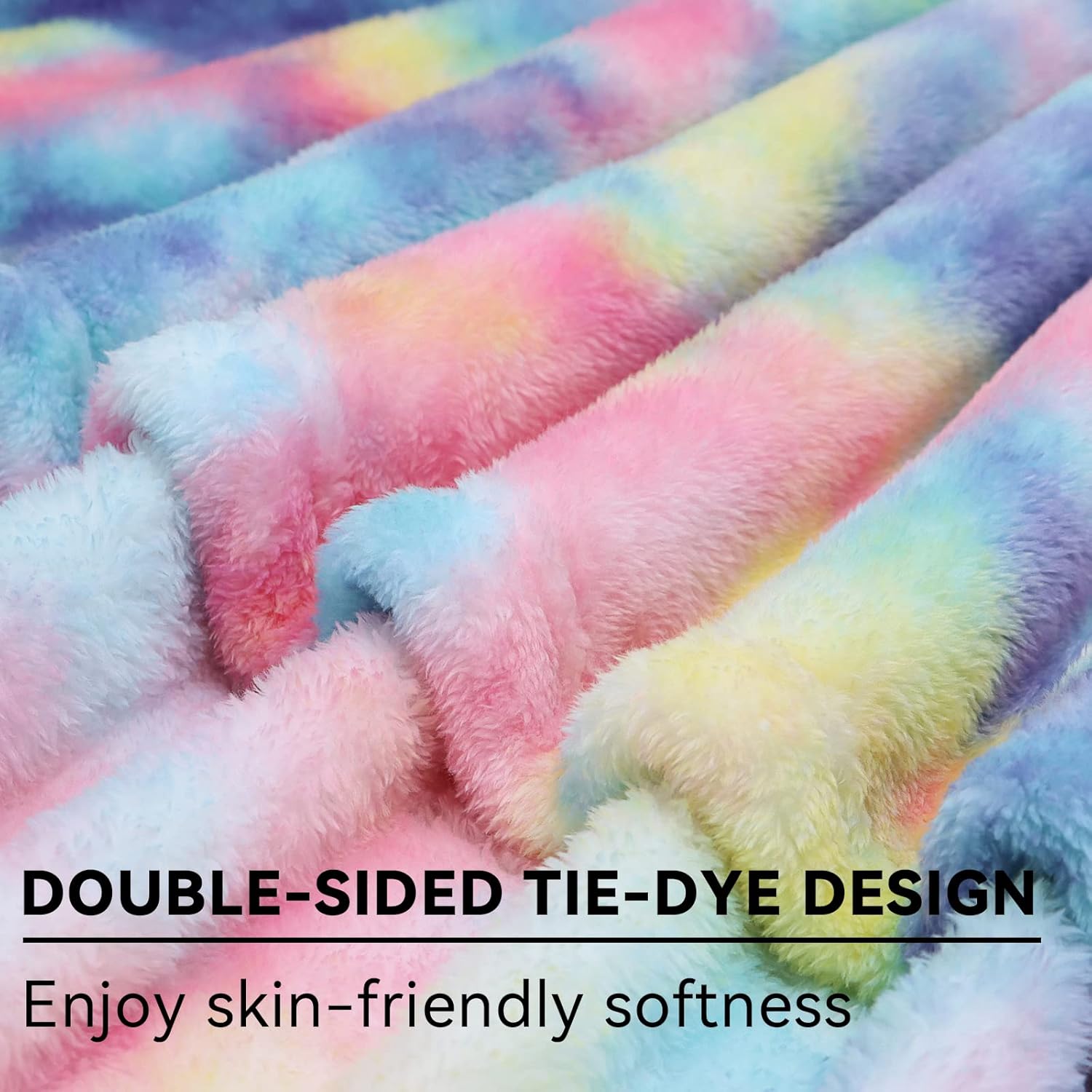 Obinsm Rainbow Fuzzy Throw Blanket for Couch and Bed