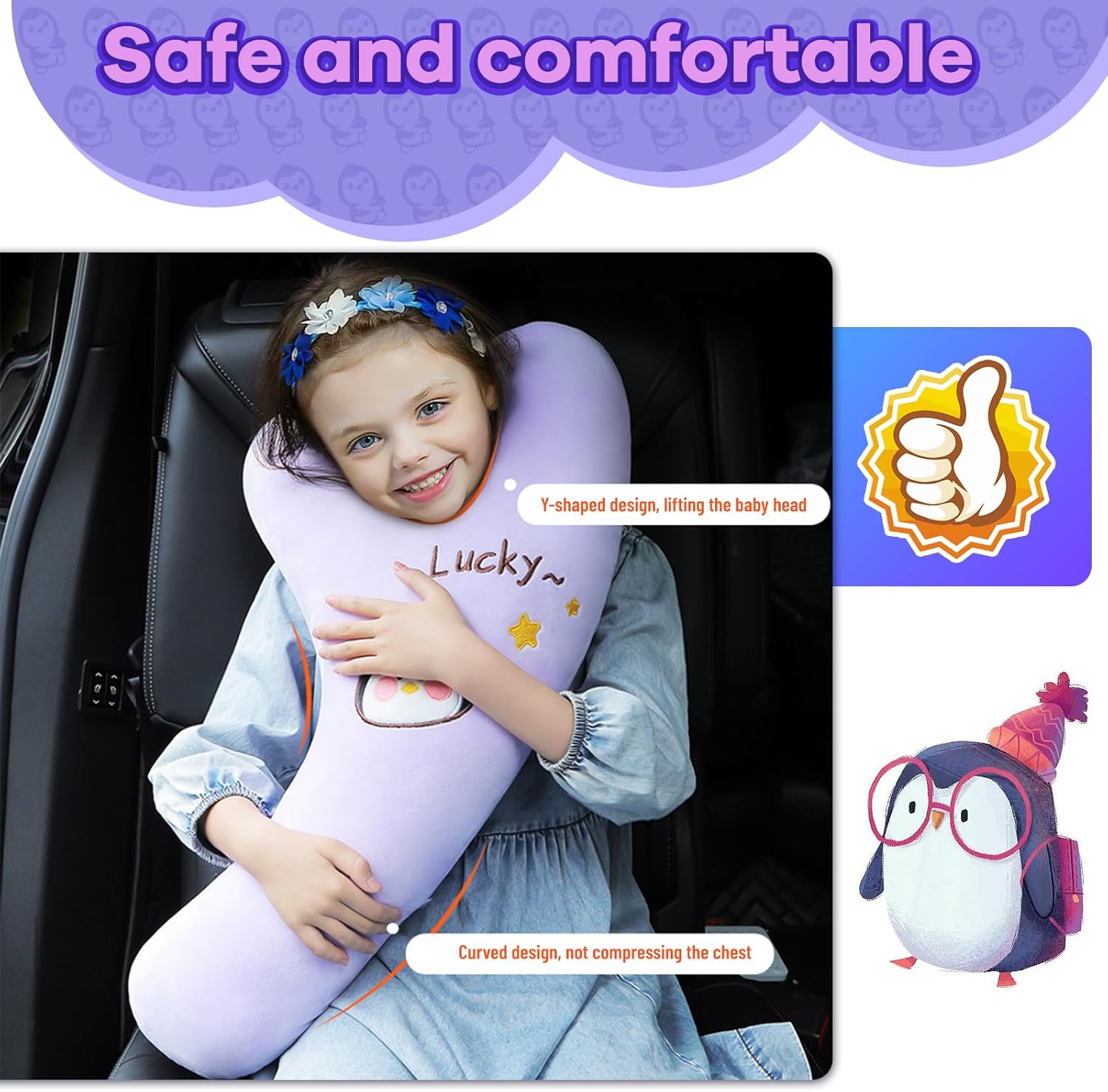 Auvstar Y-Shaped Travel Pillow for Kids and Adults 1