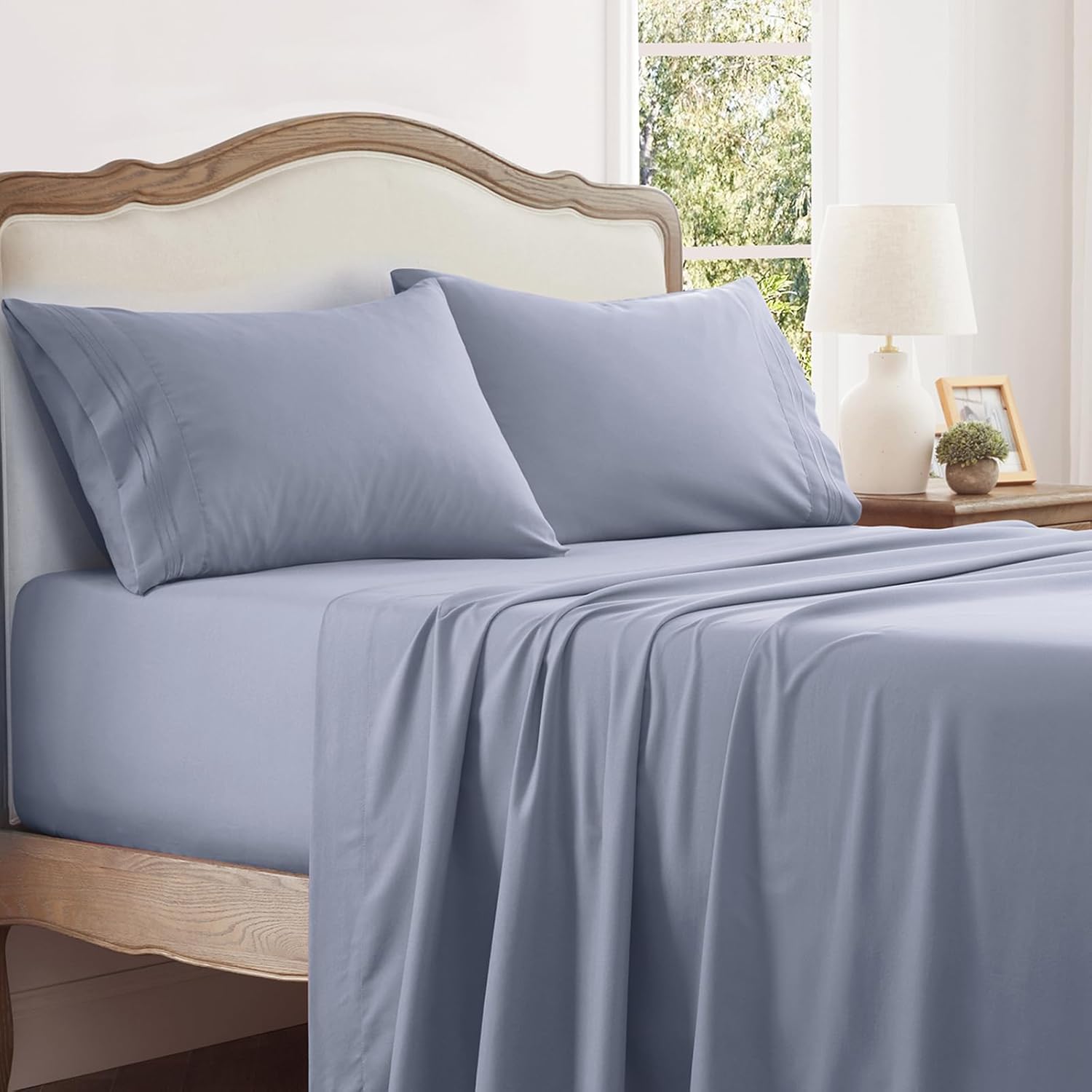 Aormenzy Extra Deep Cal King Sheets Set - 4 Piece Silver Grey