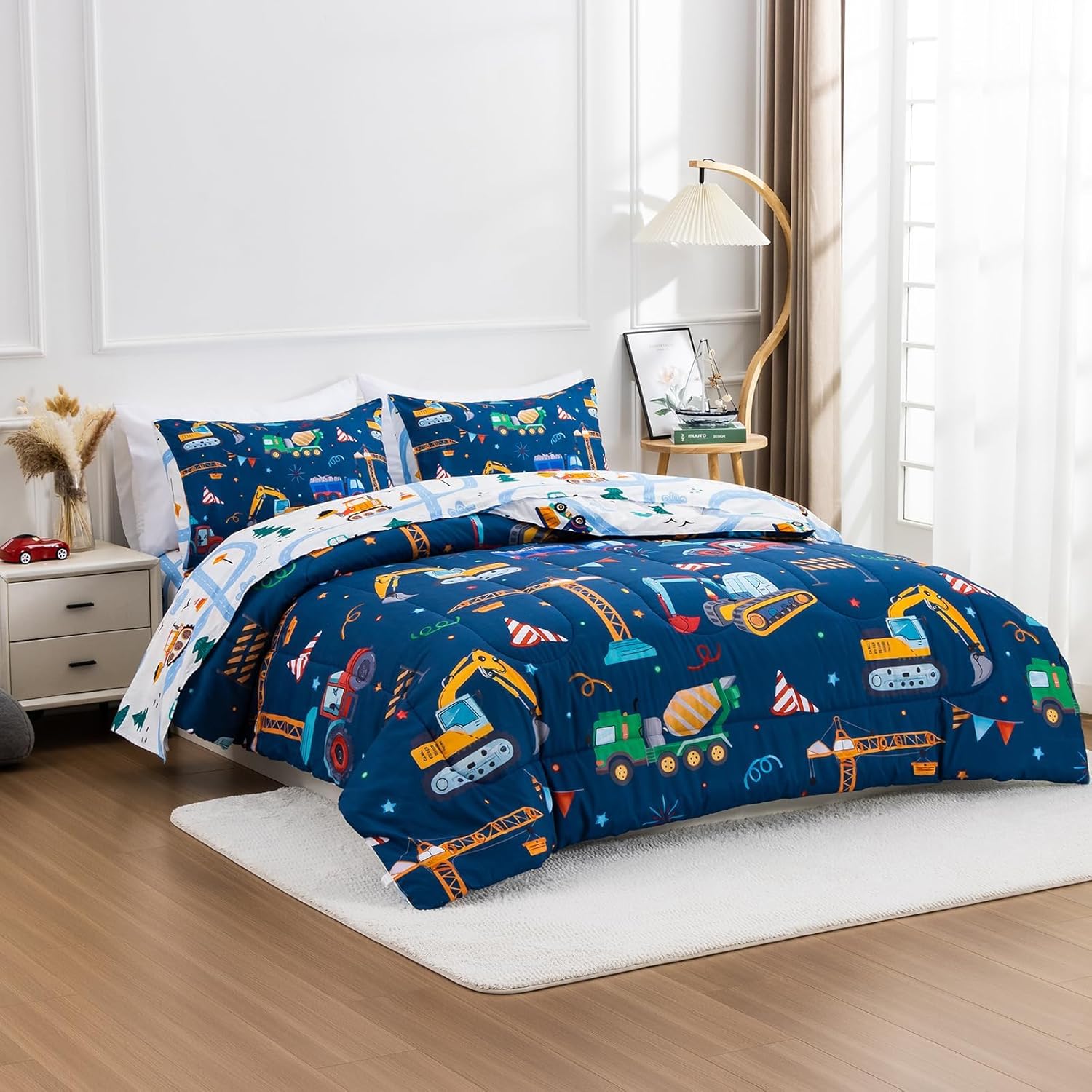 Holawakaka Cartoon Truck Comforter Set Twin Size