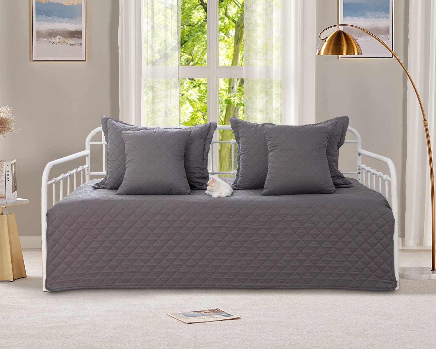 Feyocn 5-Piece Daybed Cover Set Gray 1