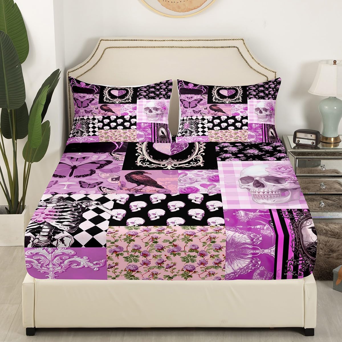 Boho Skeleton Bedding Set for Kids Room