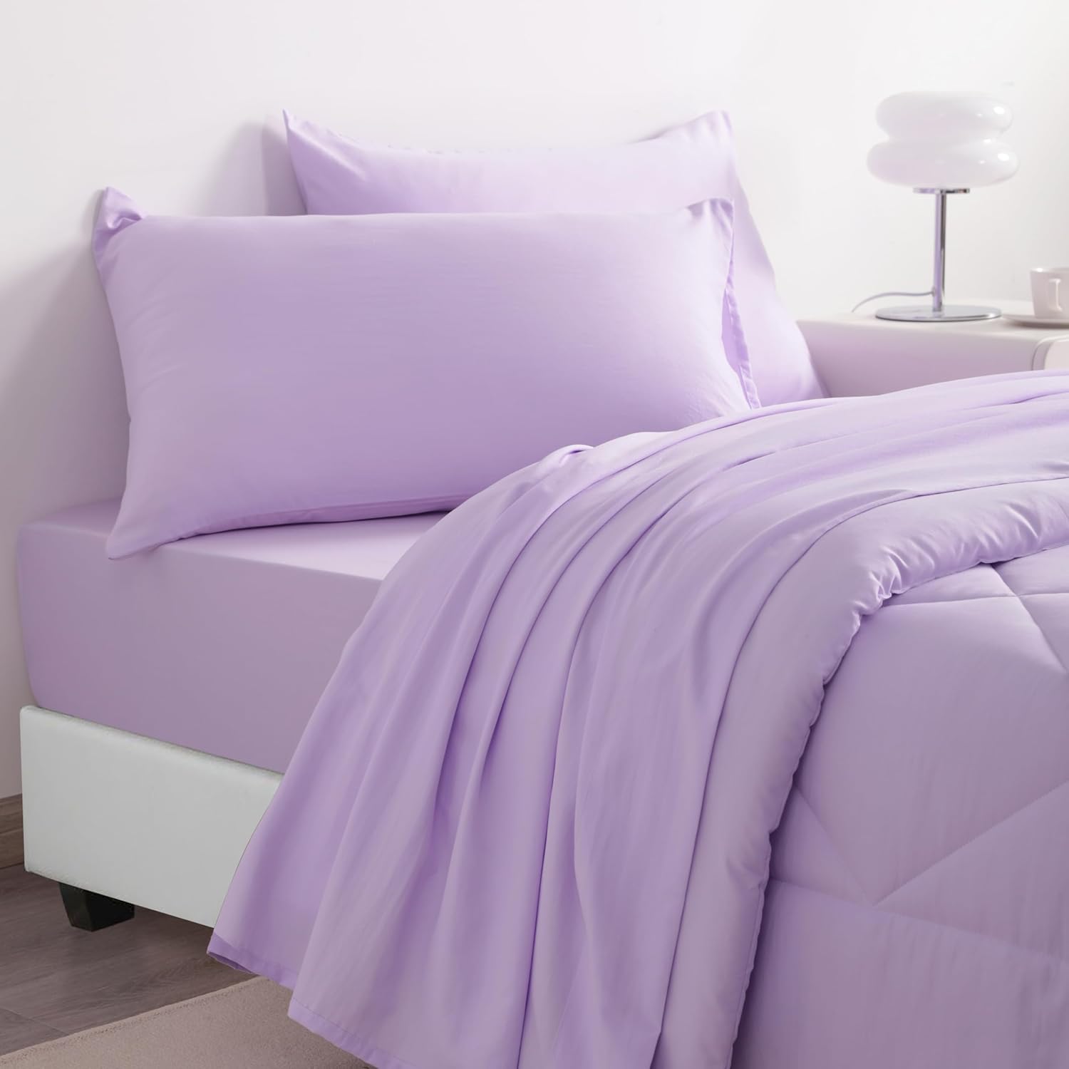 NTBAY Light Purple Twin Bed in a Bag Set