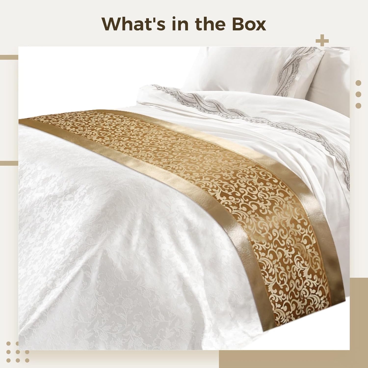 Epicover 197 x 945 Inch Golden Bed Runner