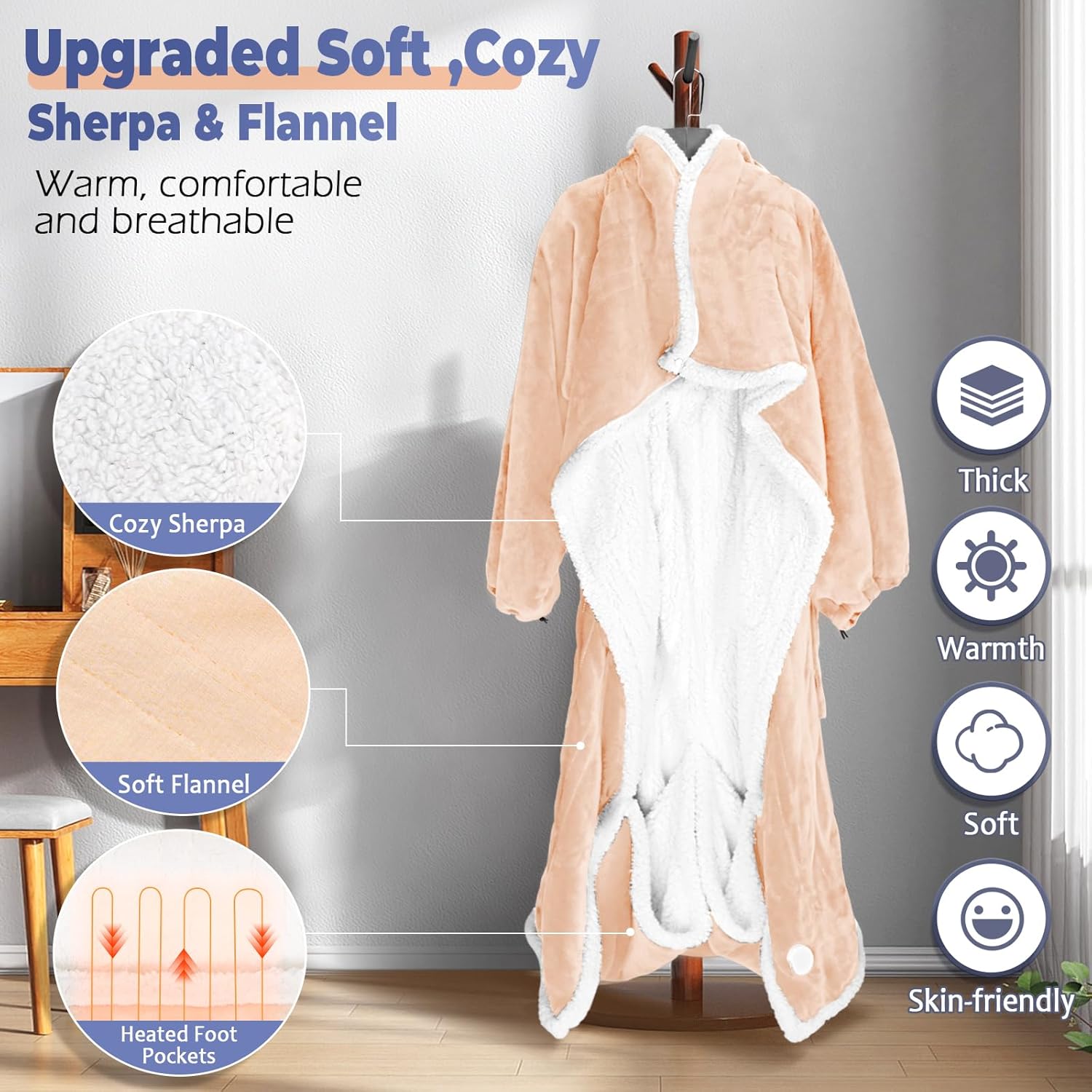 Dueelala Wearable Heated Blanket with 8 Heat Settings