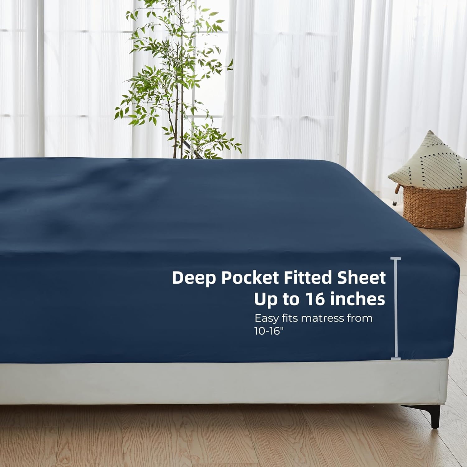 GOKOTTA Bamboo Rayon Fitted Sheet King Size