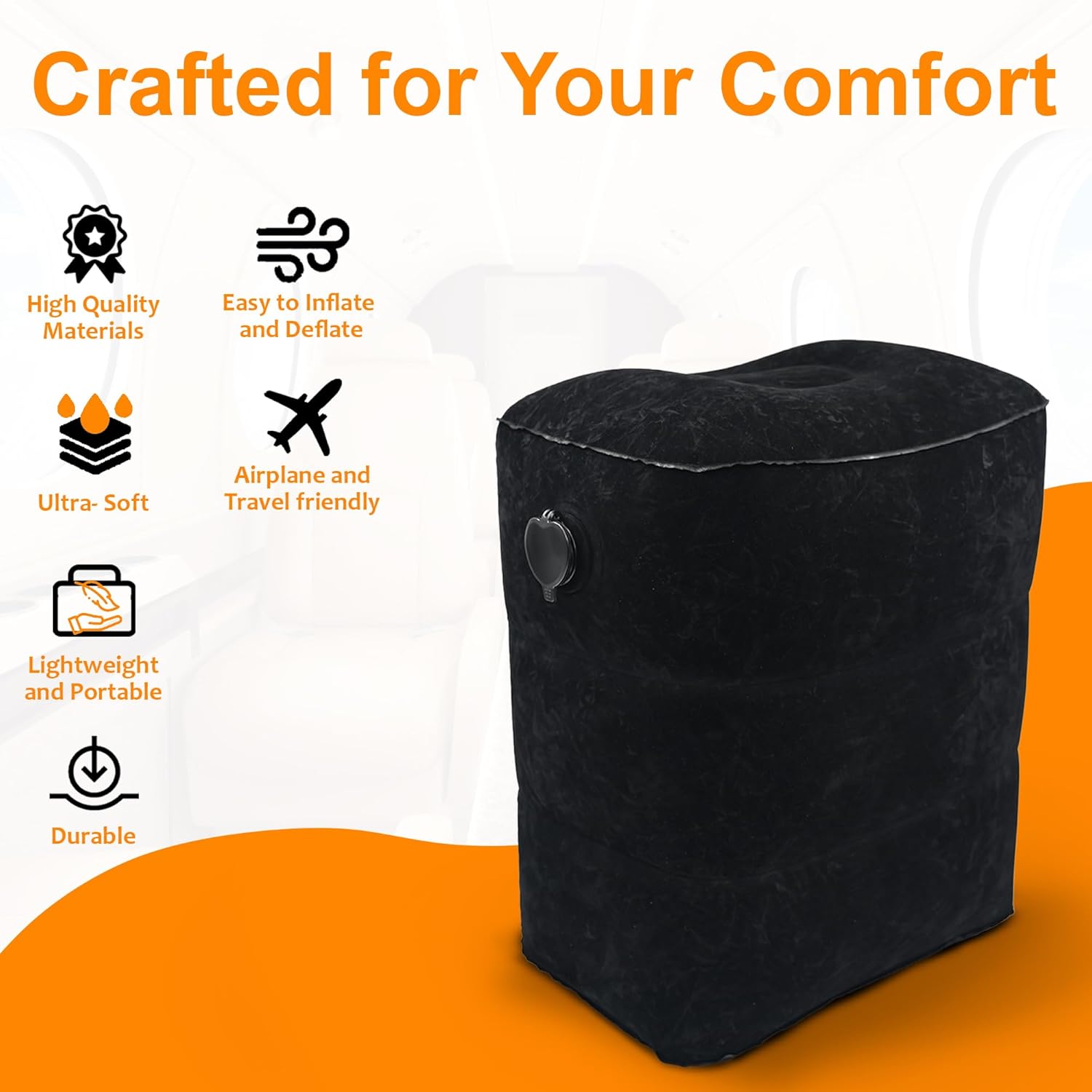 Skyrest Inflatable Travel Foot Rest Pillow - Black