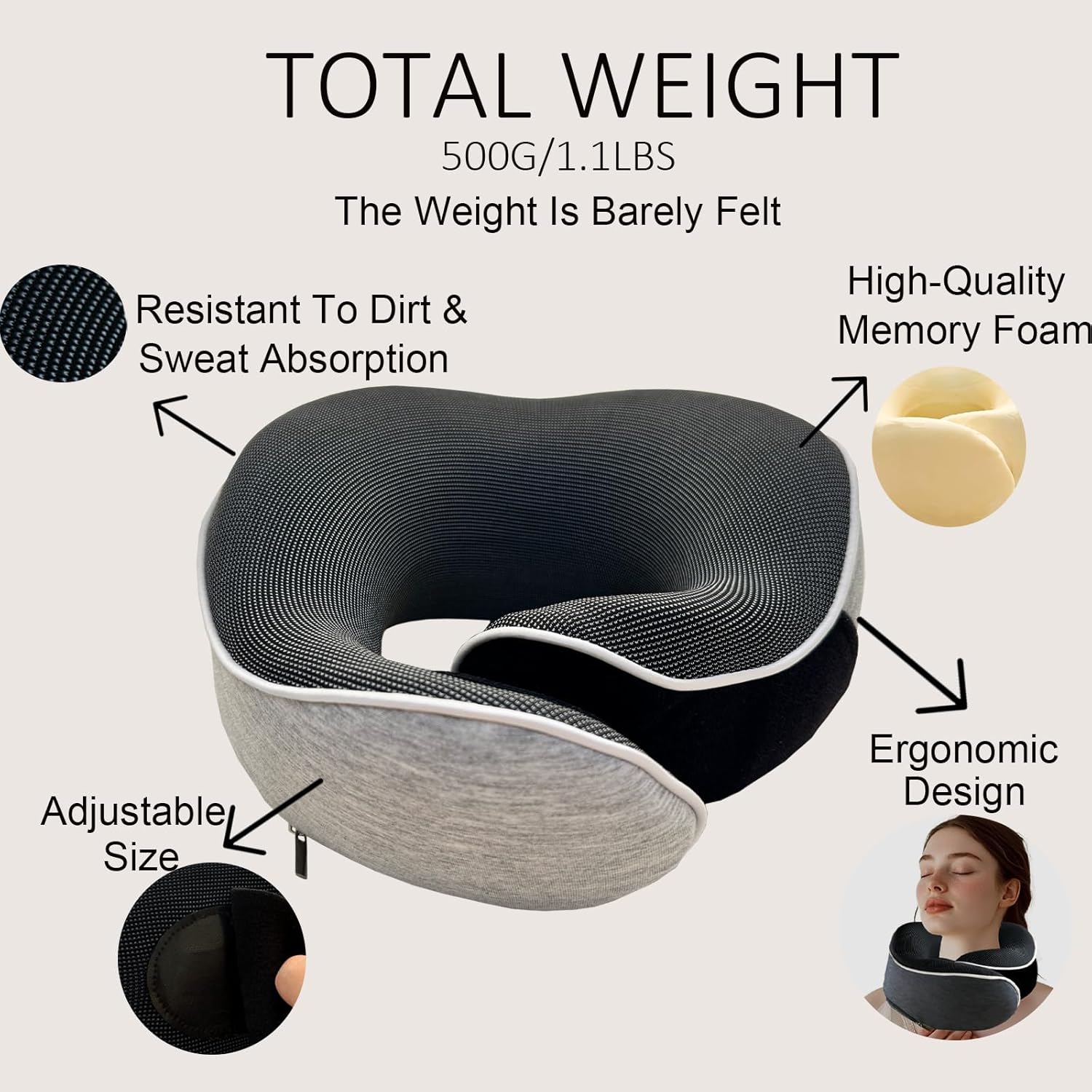 Pixxis Neck Travel Pillow Memory Foam for Airplane Home Use