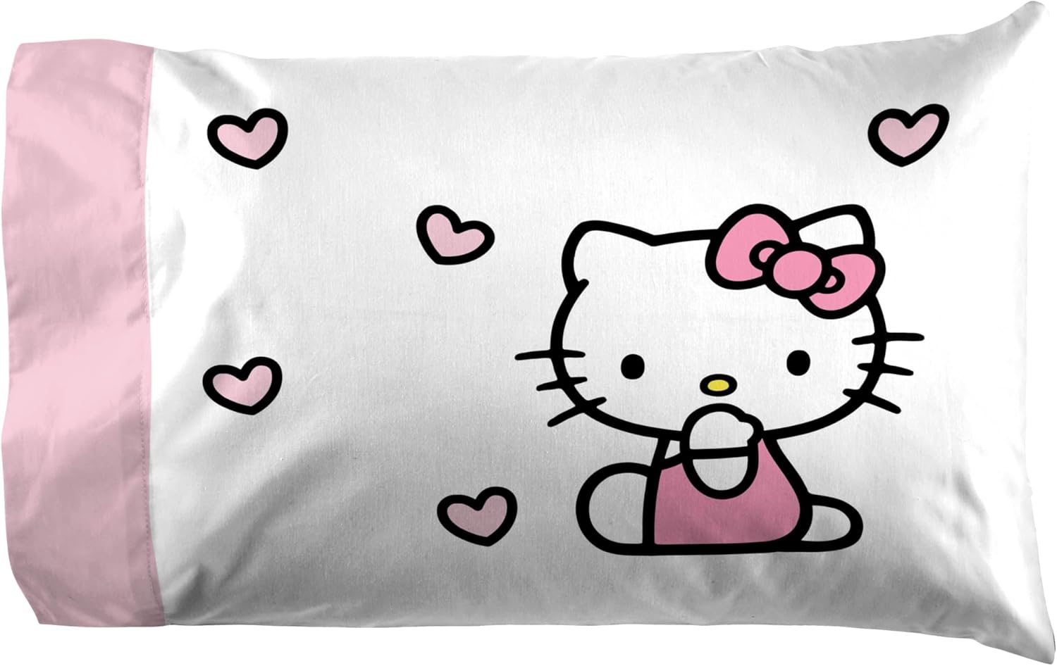 Jay Franco Hello Kitty Pink Stripes Hearts Sheet Set - 4 Piece Microfiber Bedding