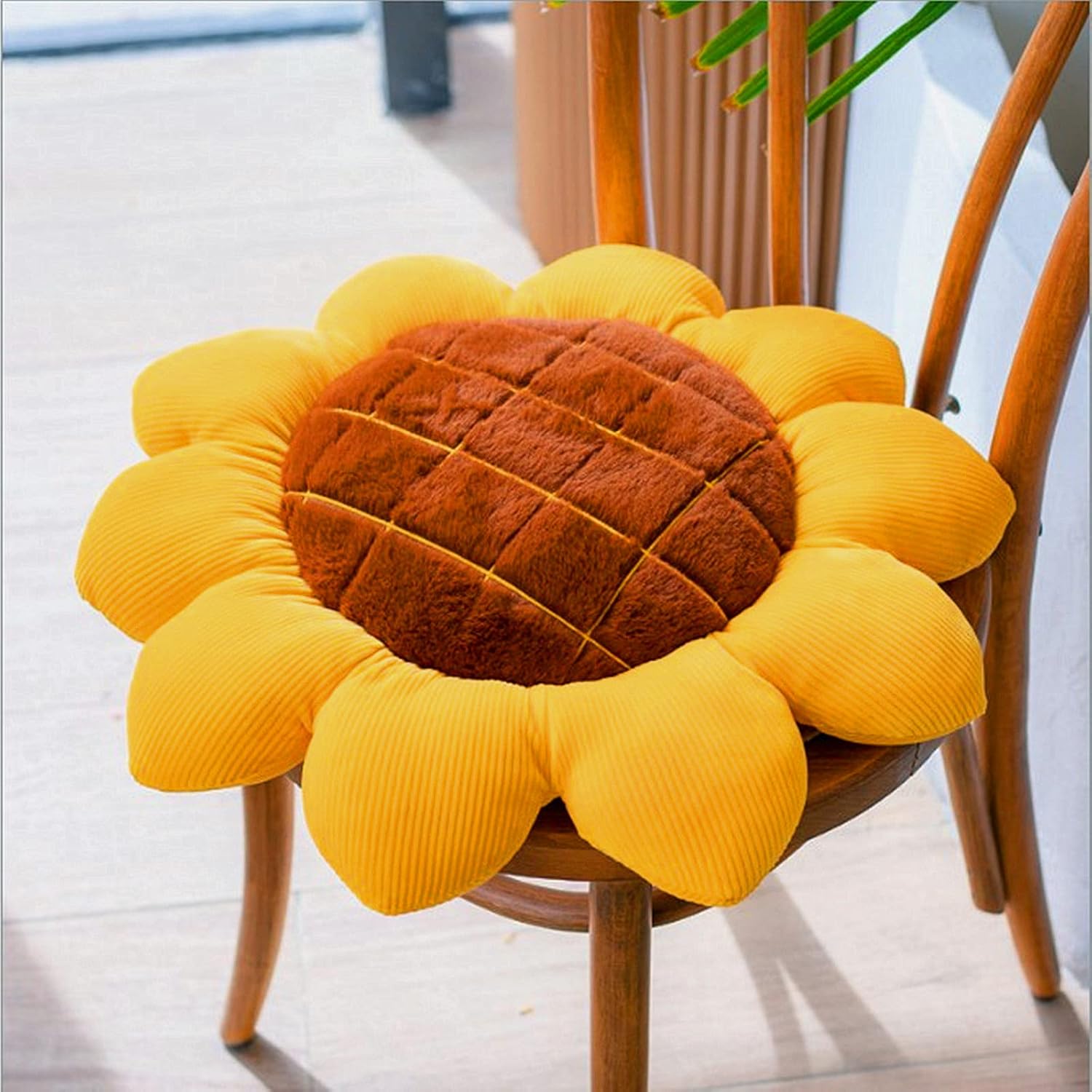 LEVINIS Yellow Sunflower Reversible Throw Pillow