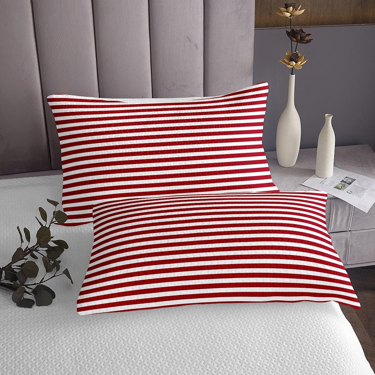 Erosebridal King Size Red White Bedspread Set