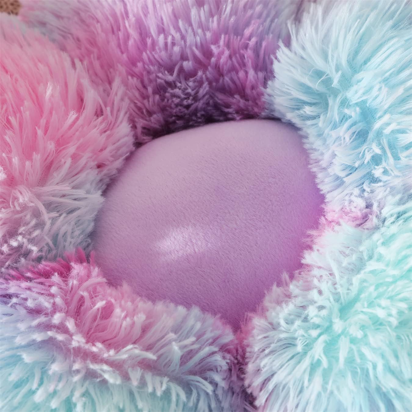 UGEYAO Faux Fur Flower Pillow - Rainbow Purple 197 Inches
