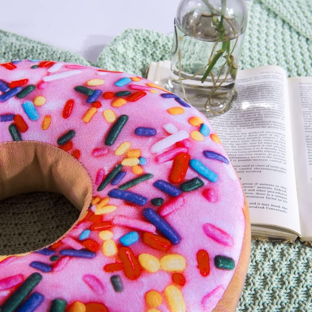 HYSEAS 14 Inch Pink Donut Throw Pillow 2 Pack