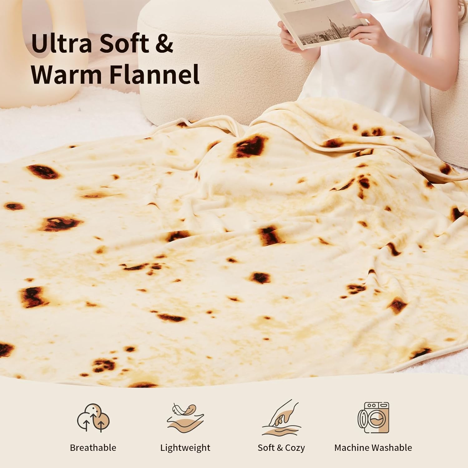 Bwarm Electric Burrito Blanket 6 Levels Auto Shut-Off Machine Washable
