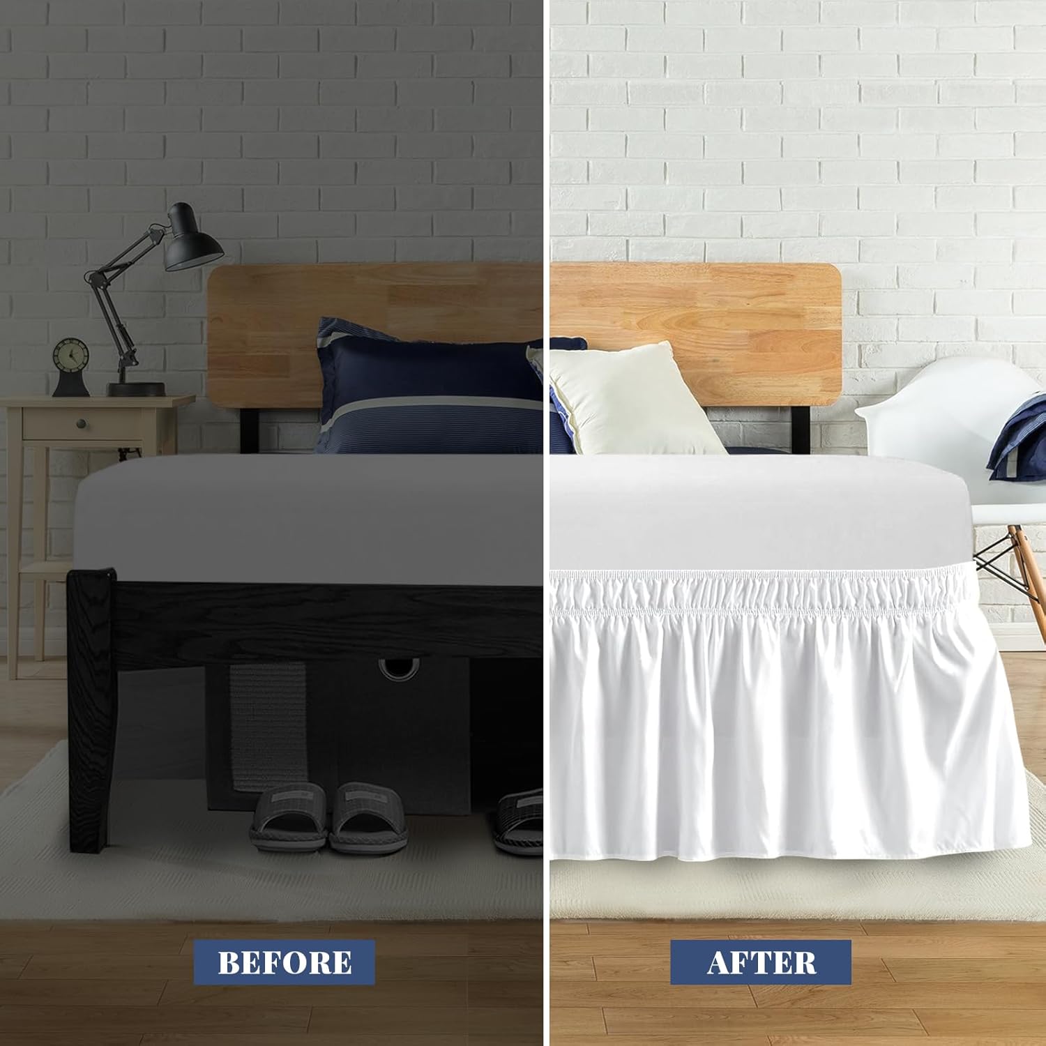 ANARACHON Twin Bed Skirt with Elastic Wrap