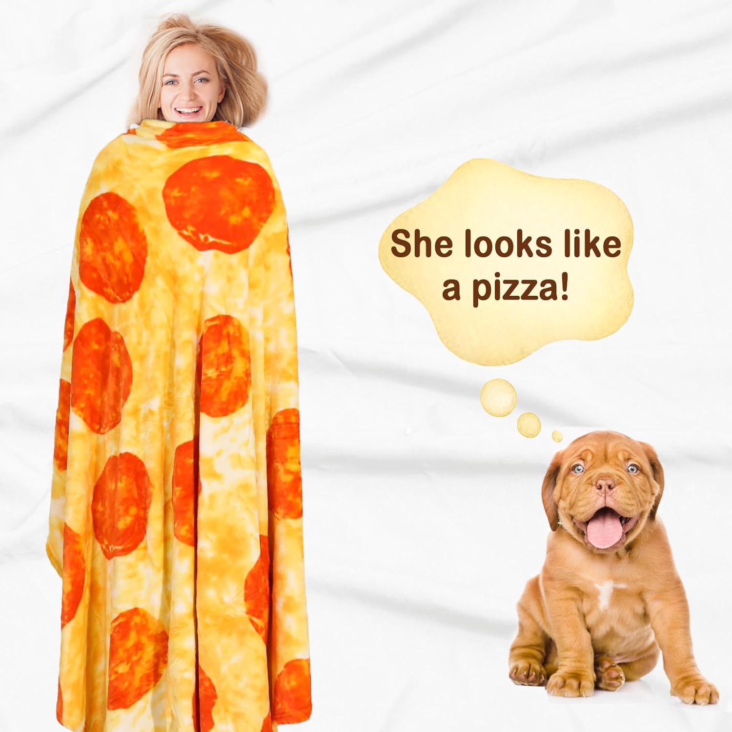 Bnuitland Pizza Funny Flannel Throw Blanket