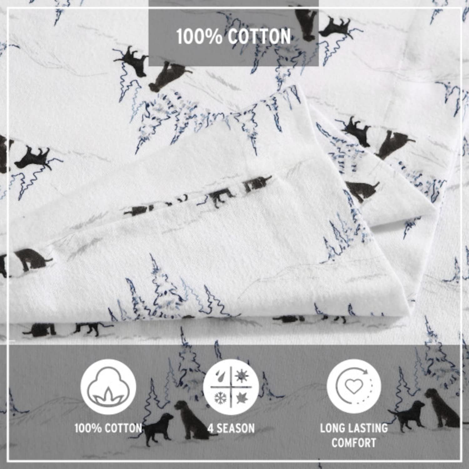 Eddie Bauer Queen Sheet Set - Breathable Cotton Flannel with Deep Pockets