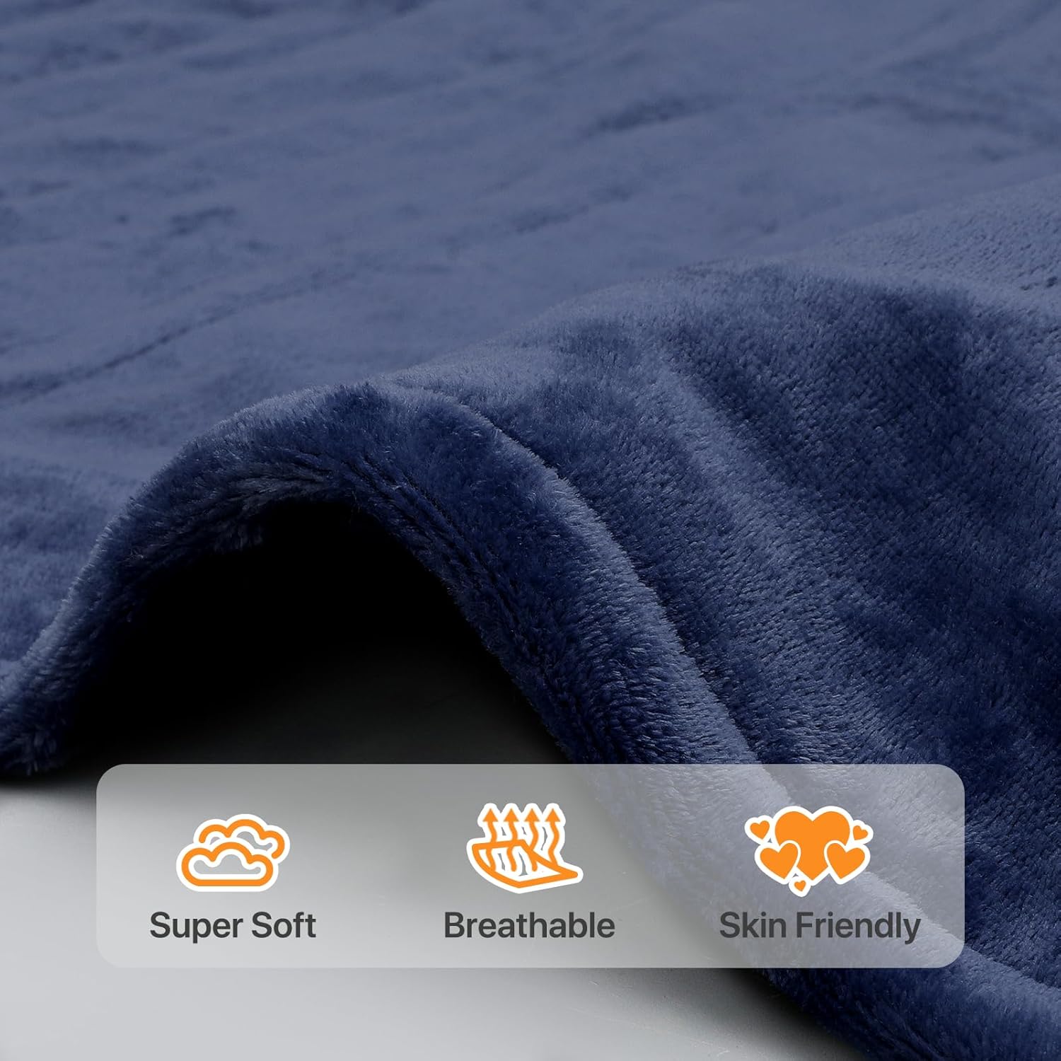 Mollie Soft Flannel Heated Throw Blanket Dark Blue