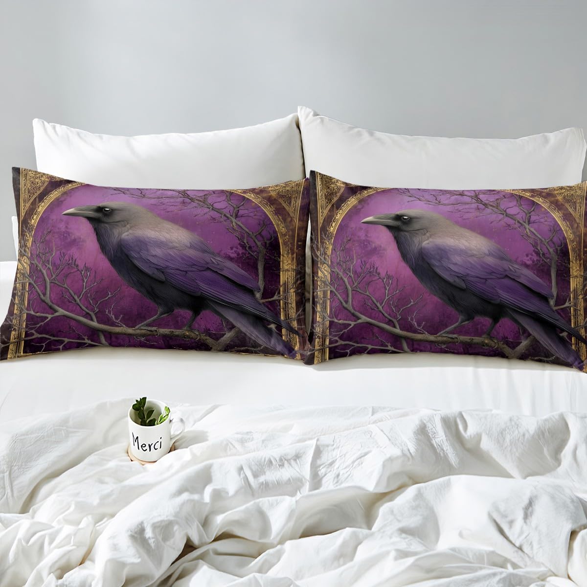 Castle Fairy Gold Purple Crow Halloween Sheet Set Twin Size
