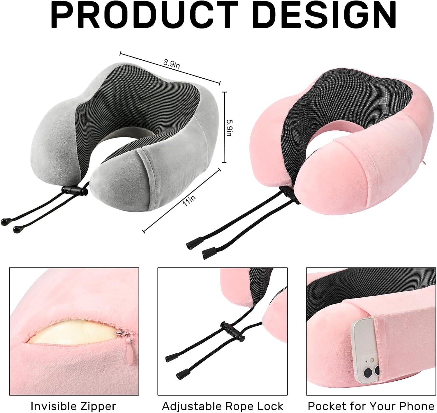 urnexttour 2 Pack Travel Neck Pillow with Memory Foam Support