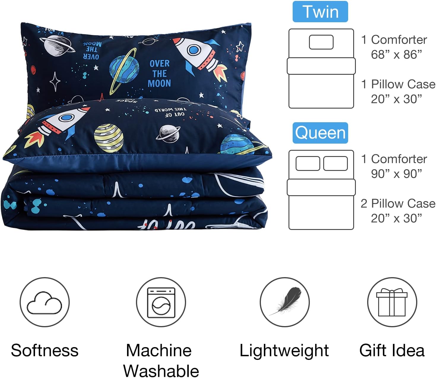 beeweed 3 Piece Kid Comforter Set Queen Size 1