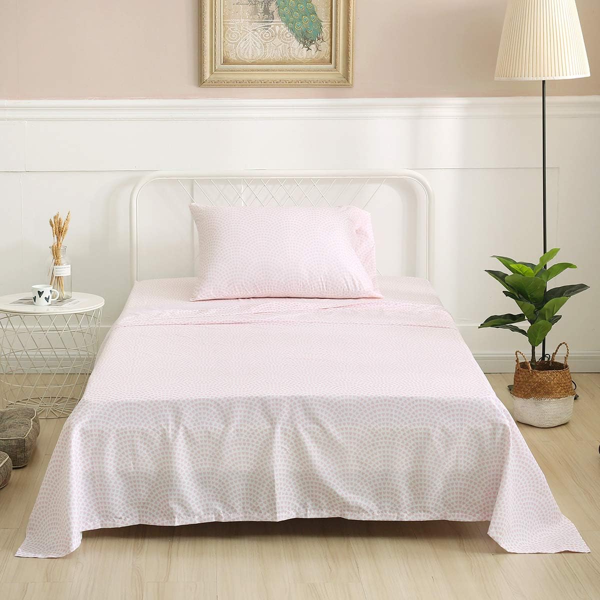 Vonty Kids Full Pink Heart Printed Sheet Set 1