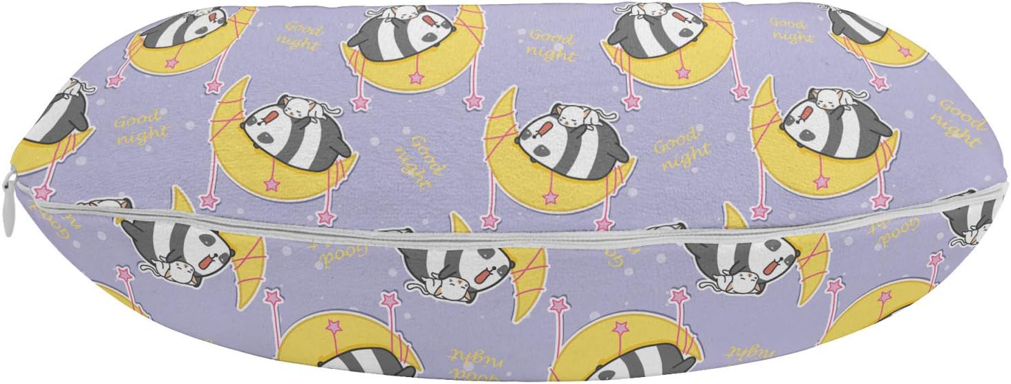 Ambesonne Saying Travel Pillow with Lazy Cat and Panda Design 12 Mustard Purple