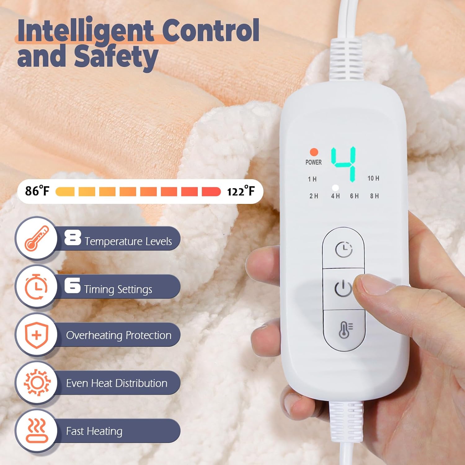 Dueelala Wearable Heated Blanket with 8 Heat Settings