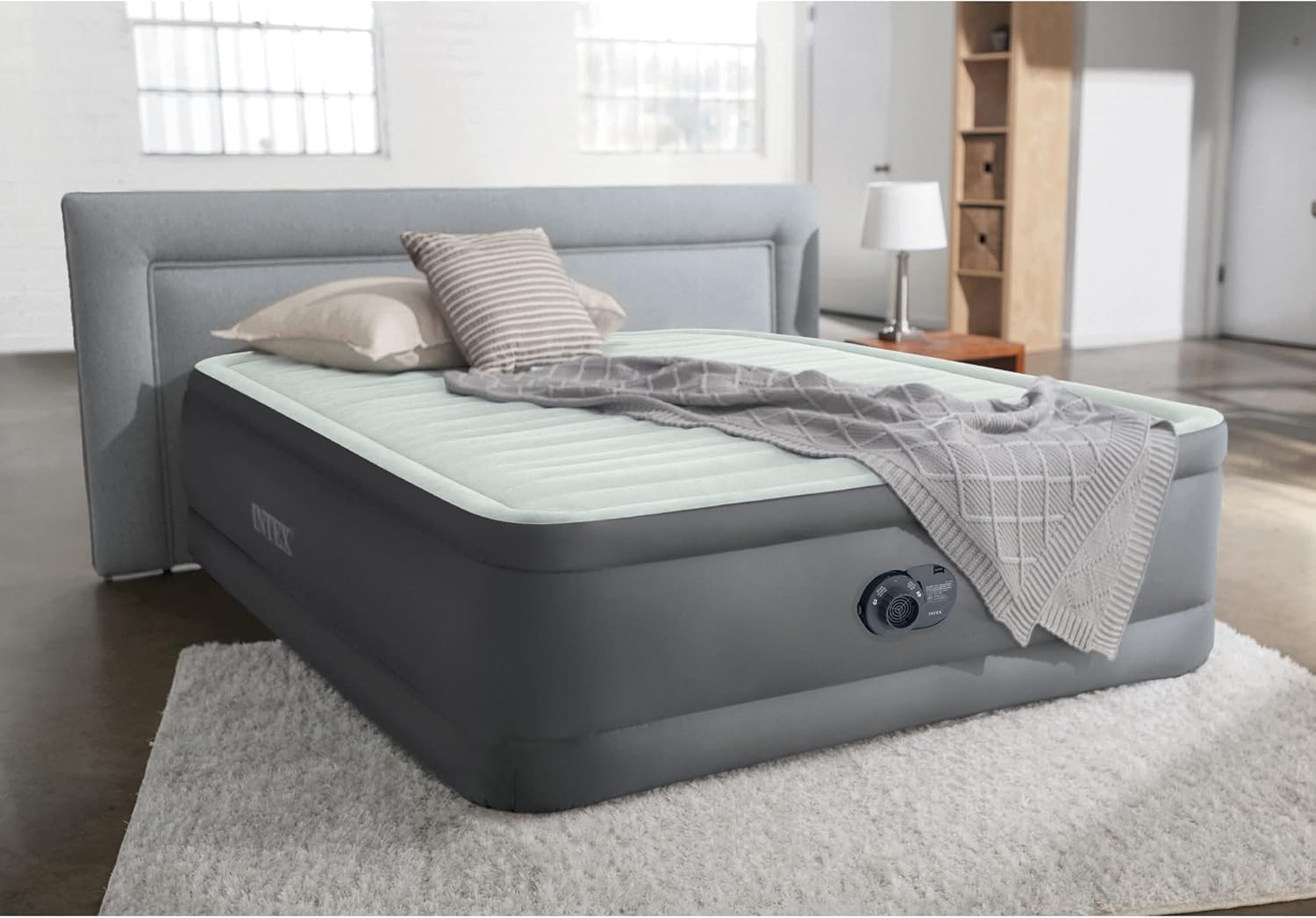 Intex 64901ED Twin Elevated Air Mattress with Built-in Pump