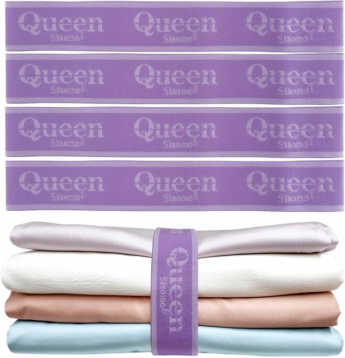 Siaomo Bed Sheet Organizer Bands - 4PCs Queen Size Purple