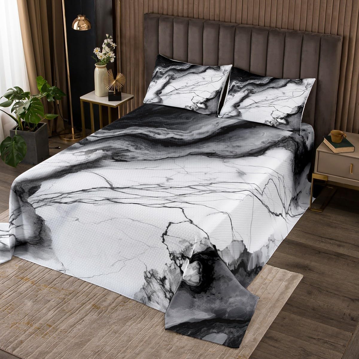 Manfei Marble Print Bedspread Twin Size 68x90