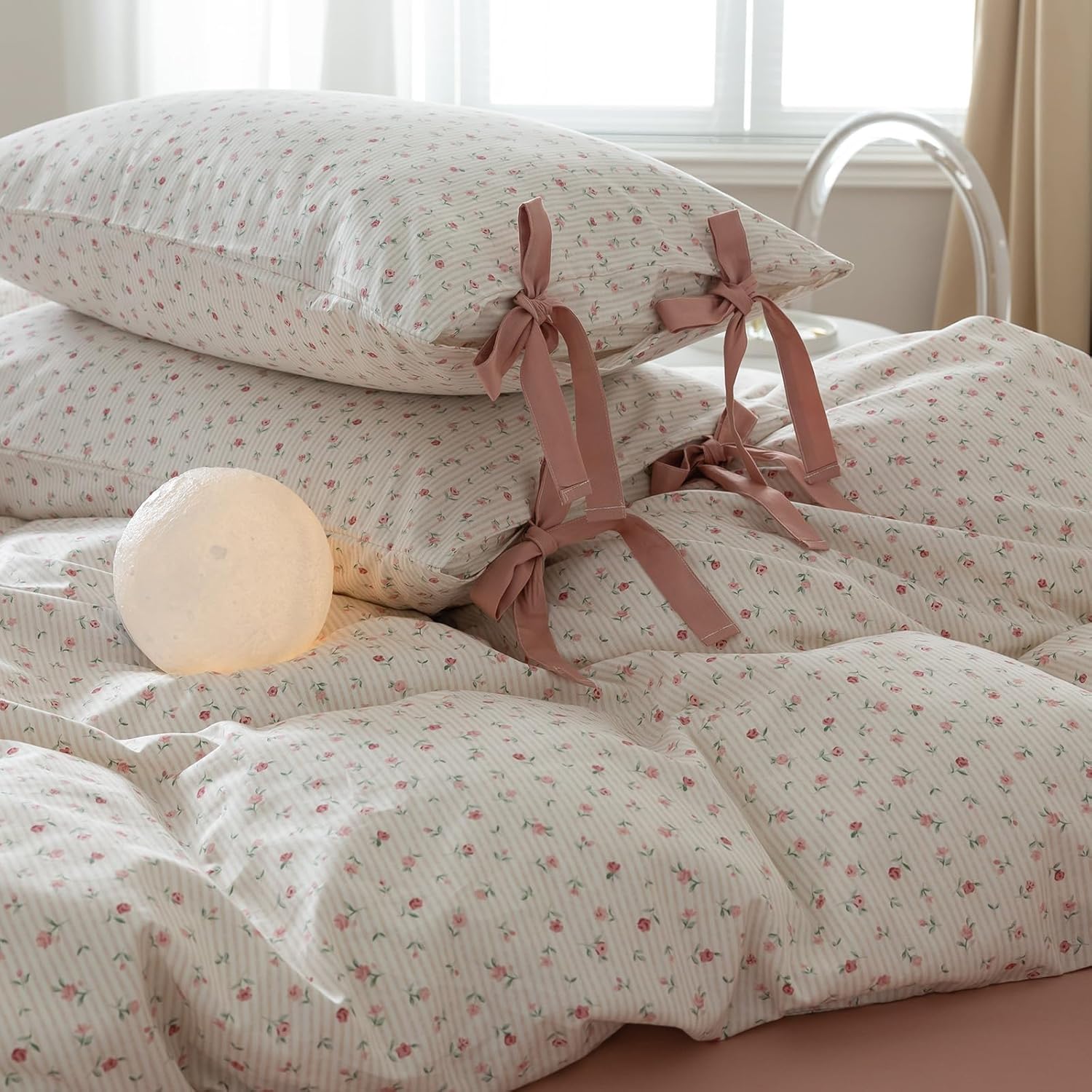 LifeTB Pink Floral Pillowcases Set for Girls