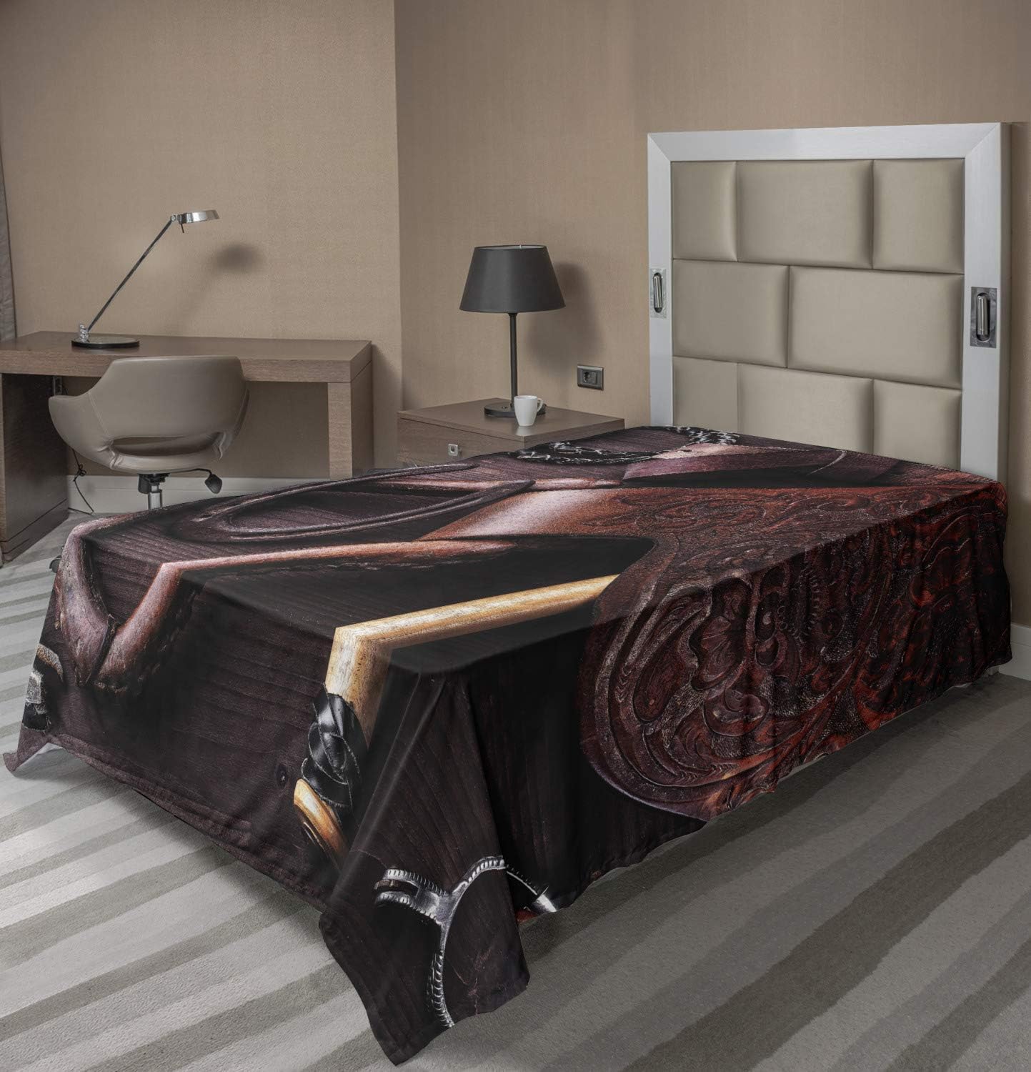 Ambesonne Western Flat Sheet Brown TwinXL Size 1