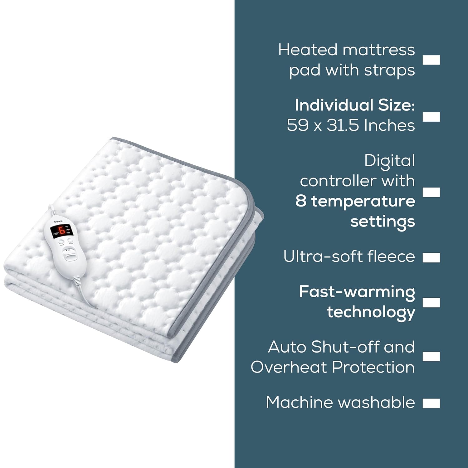 Beurer UWB55 Heated Underblanket with 8 Temperature Settings