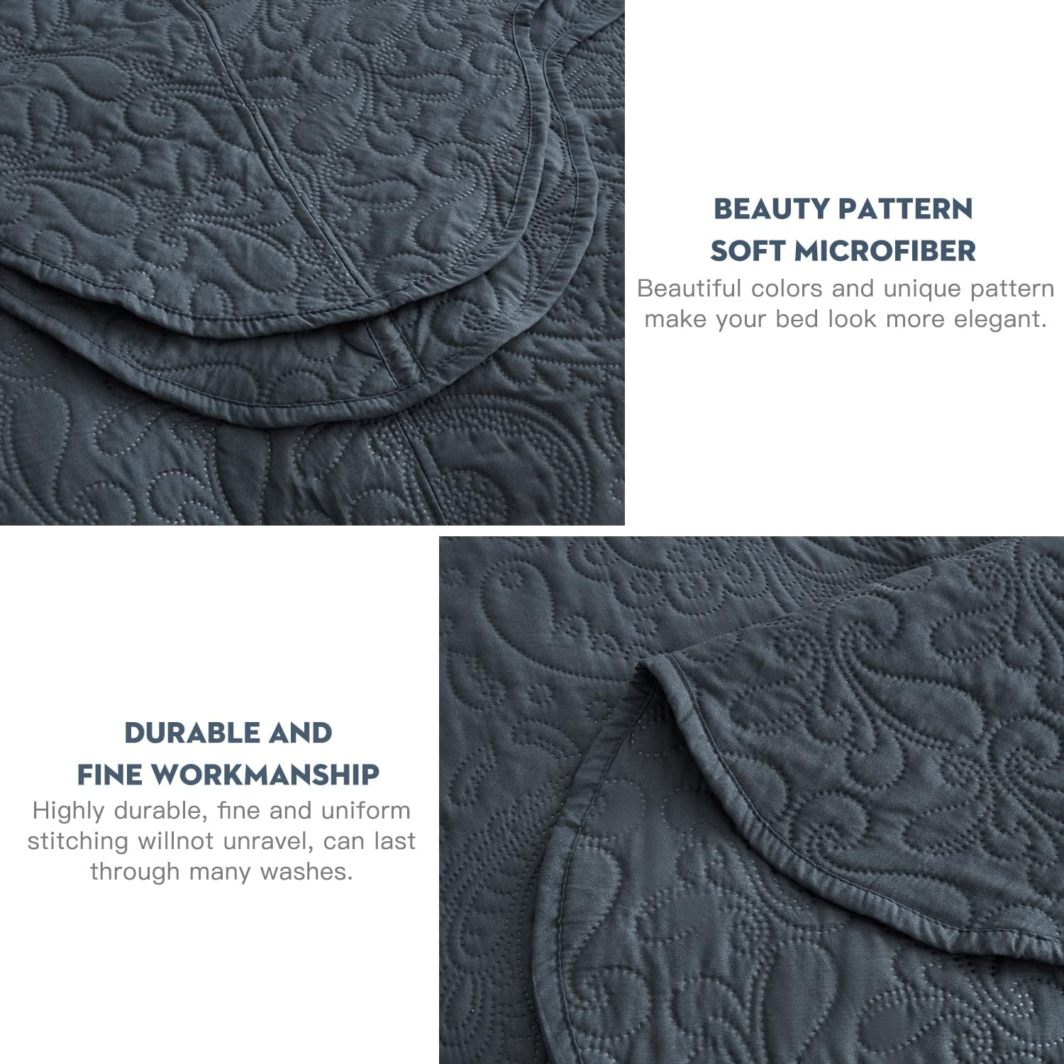 Blythease Oversized King Bedspread Set 5 Piece Paisley Pattern Reversible Lightweight