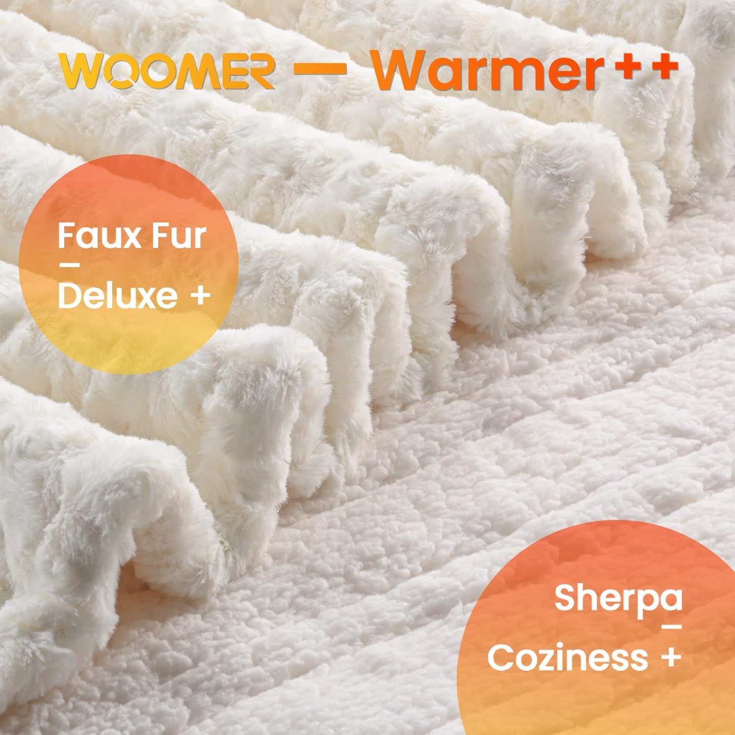 WOOMER Electric Heated Throw 50x60 Spring Blossom Faux Fur Sherpa