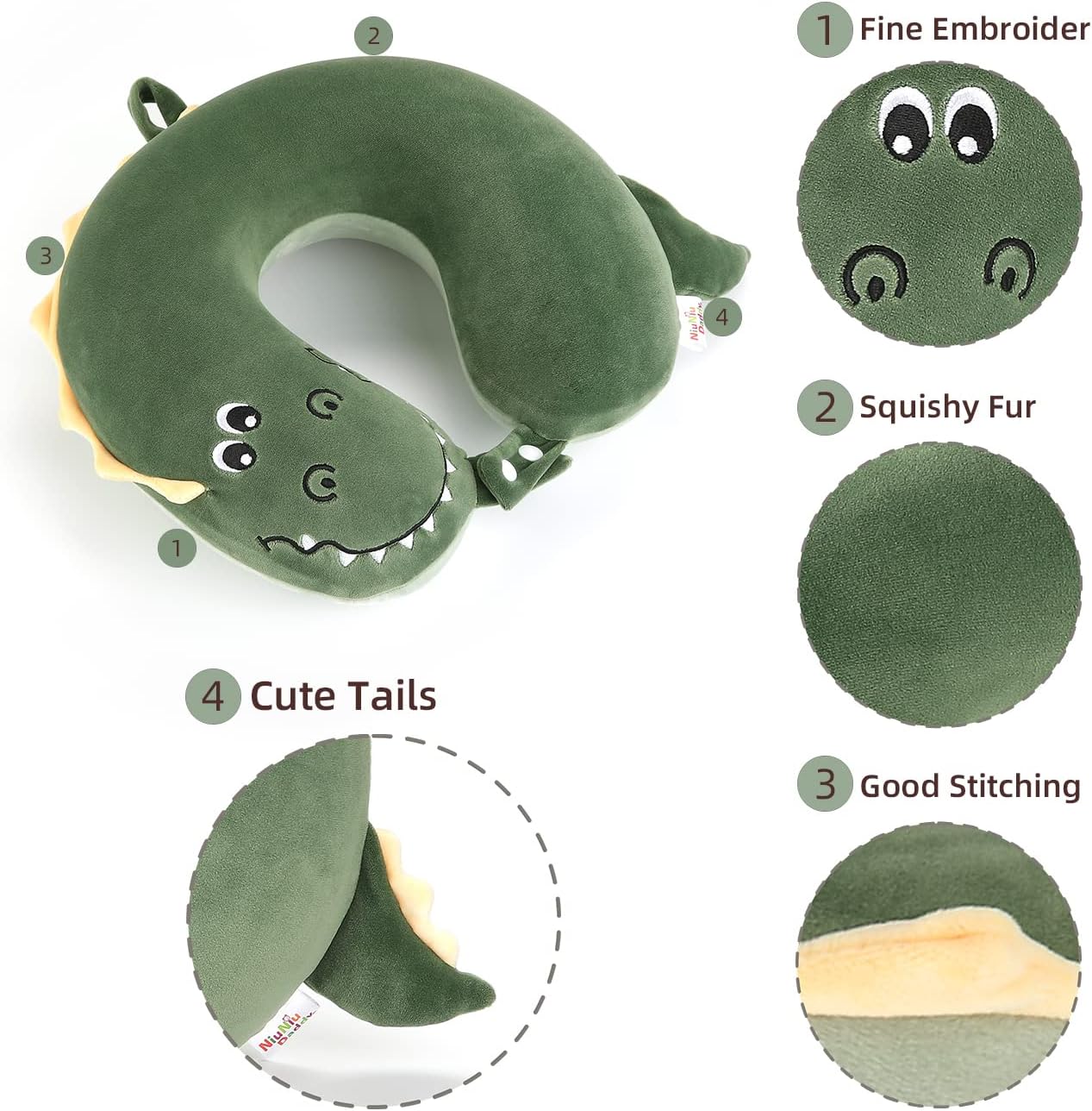 Niuniu Daddy Crocodile Kids Travel Neck Pillow