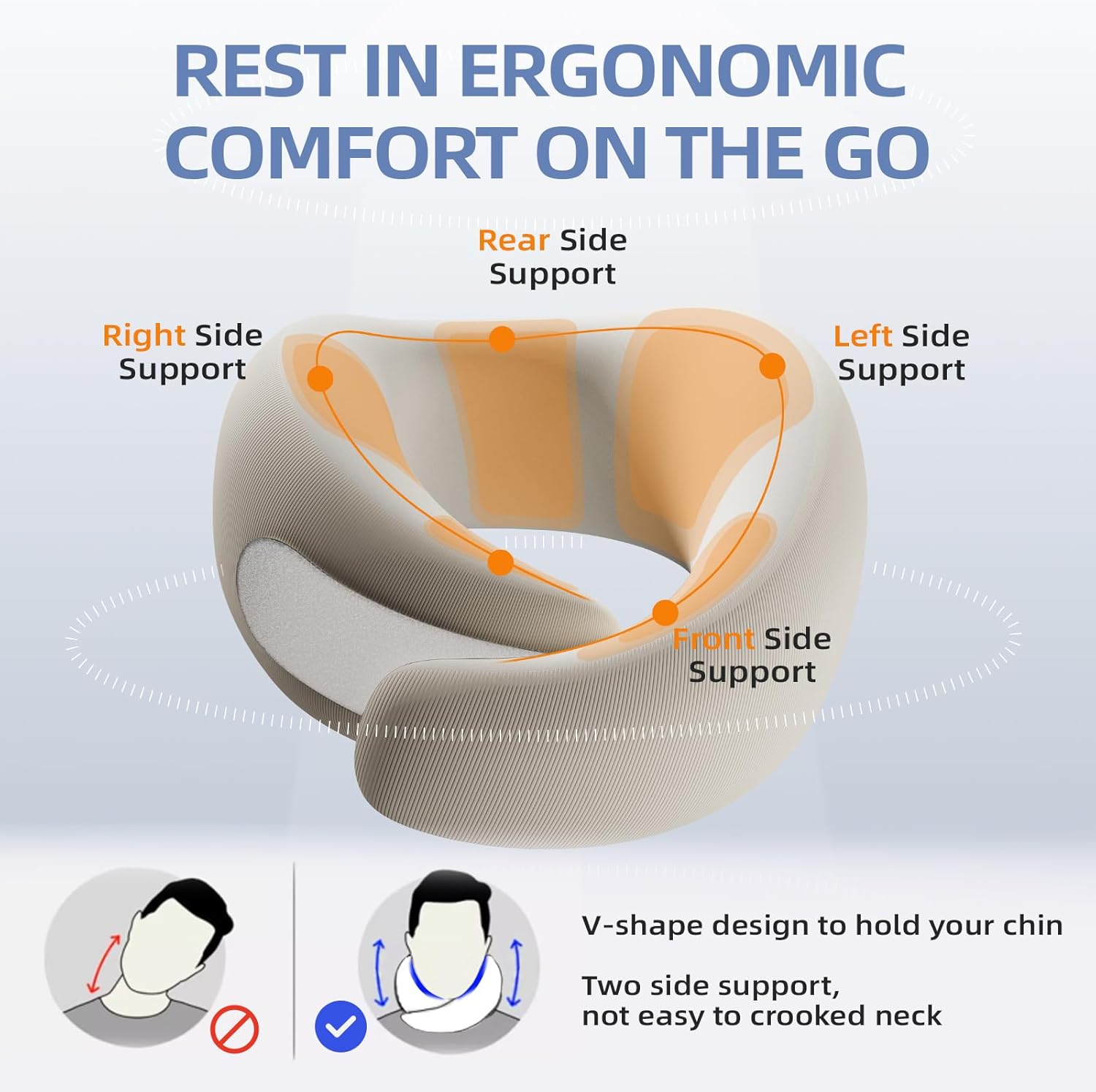 EVERY THINK Travel Pillow with 360 Support and Detachable Strap
