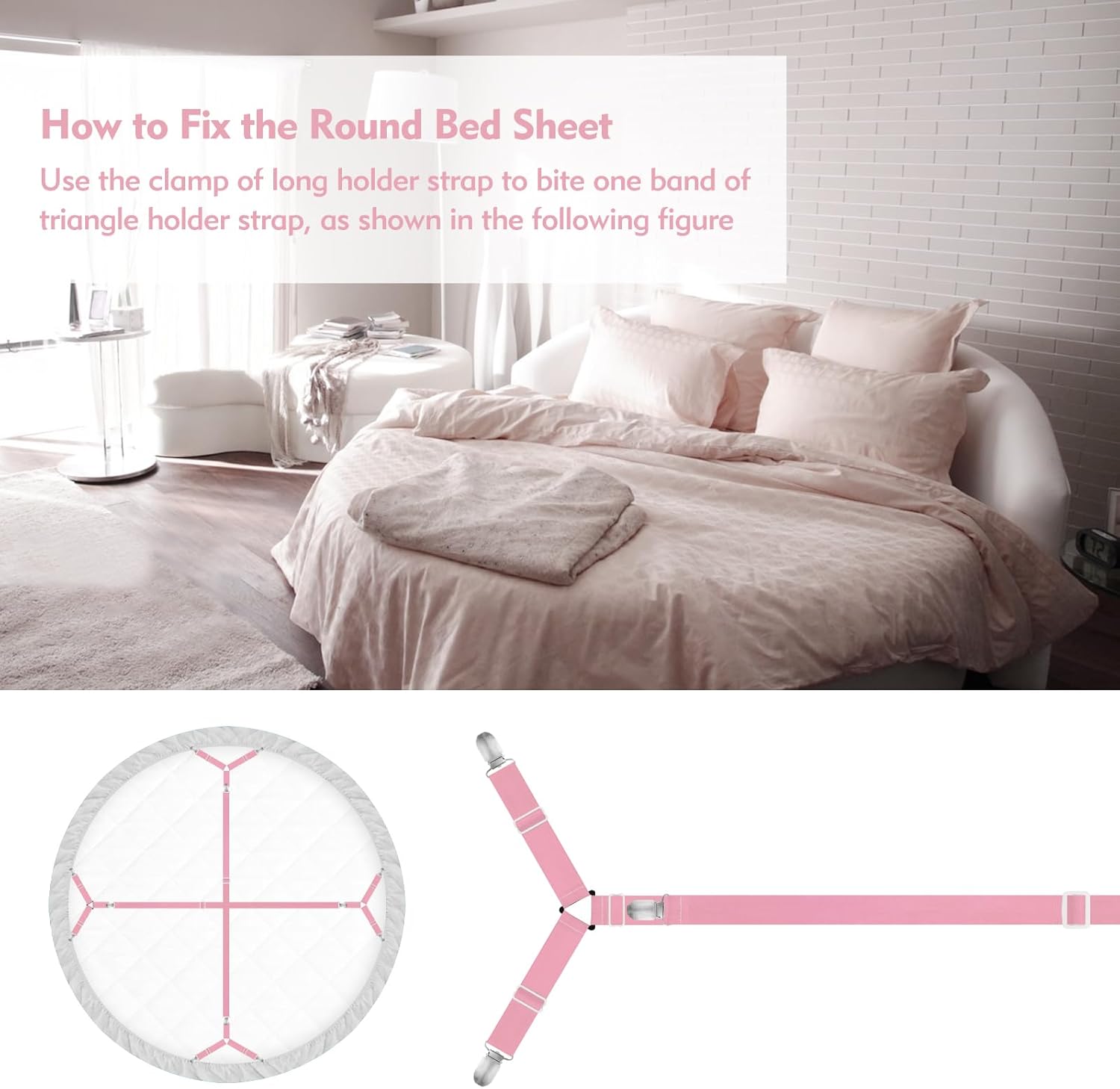 Eiruseed Sheet Holder Straps 42 Pcs Pink