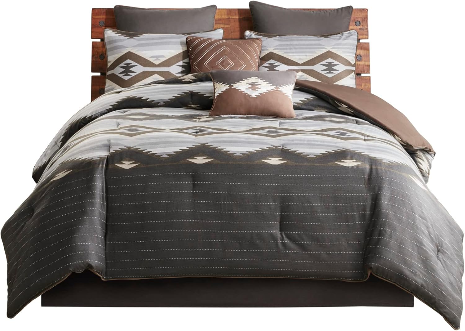 Woolrich Rustic Lodge Comforter Set - All Season Down Alternative GreyBrown