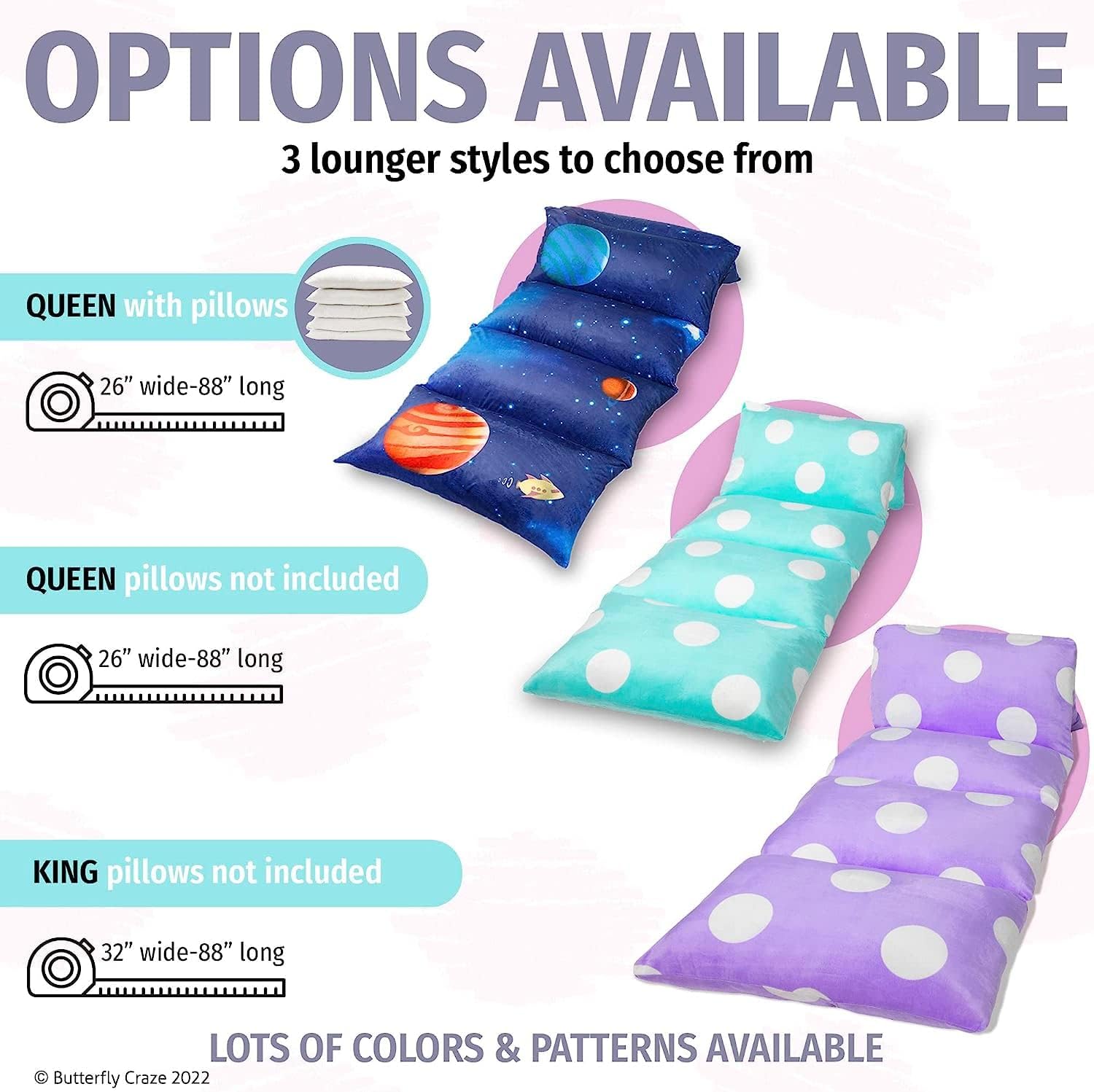 Butterfly Craze Floor Pillow Case - Polka Aqua King Size