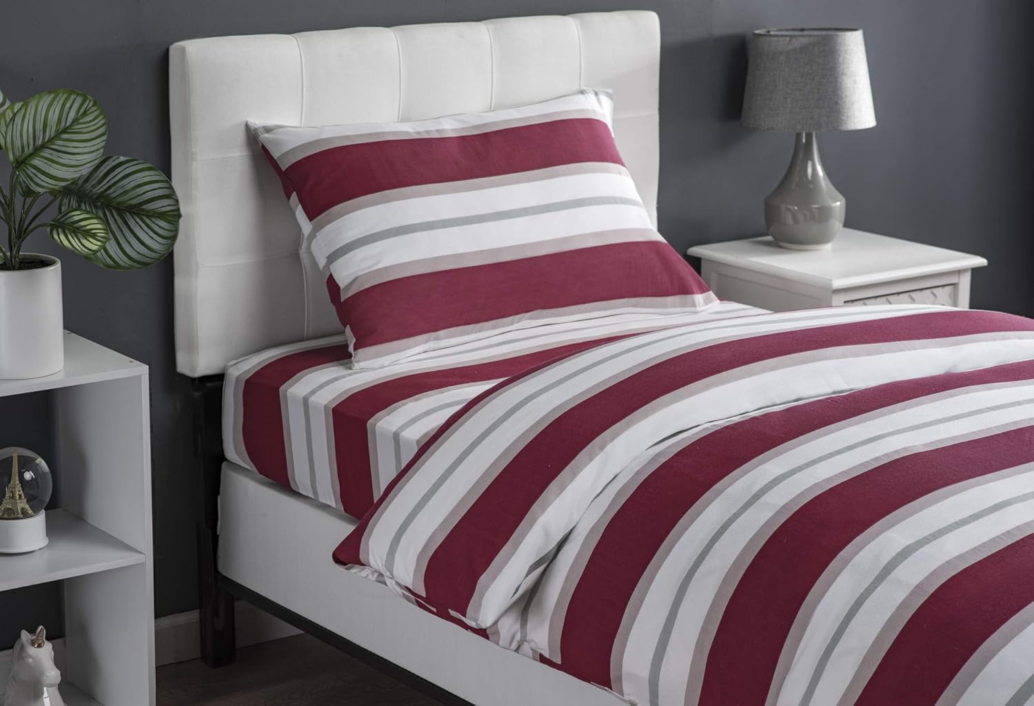 XLNT Twin Size Striped Rose Bedding Set 6 Piece