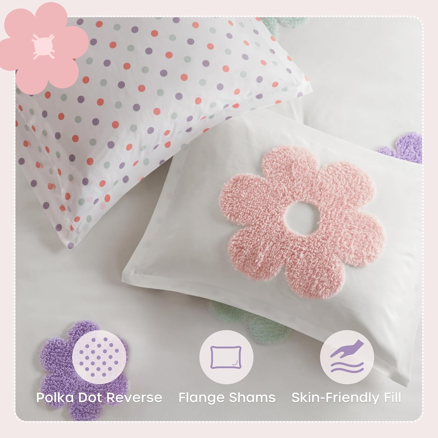 Twin Floral Comforter Set for Girls - Reversible 3 Piece
